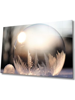 Emos avm Kar Küresi Cam Tablo, Ev ve Ofis Duvar Dekoru Hediyelik Büyük Tablo Dayanıklı Cam