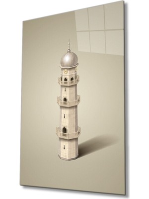 Emos avm Islami Minare Cam Tablo Ev ve Ofis Duvar Dekoru Hediyelik Büyük Tablo Cam