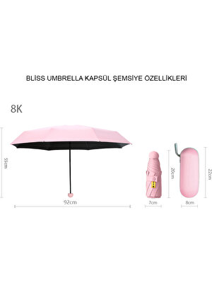 bliss umbrella 8 Telli Kapsül Şemsiye