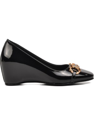 Ayakmod 312078 Siyah Kadın Dolgu Topuklu Ayakkabı