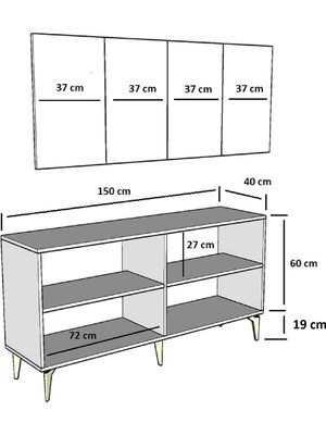 Zerka Concept Kurtuba Konsol Tv Sehpası Çok Amaçlı Dolap Beyaz Gümüş