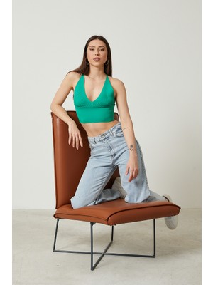 Twenty3 Kadın Super Crop Sırt Detaylı Triko Büstiyer Bluz