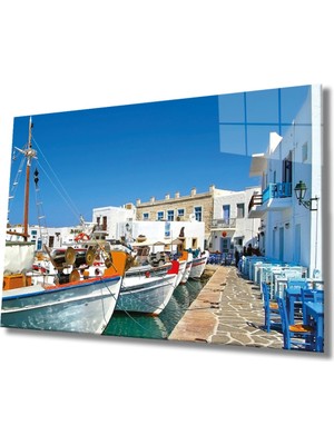 Emos avm Şehir Manzaralı Cam Tablo, Ev ve Ofis Duvar Dekoru Hediyelik Büyük Tablo Dayanıklı Cam