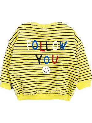 You Çizgili Bebek Sweatshirt Sarı