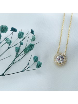 Neva Jewelry 925 Yuvarlak Montürlü Tektaş Kolye