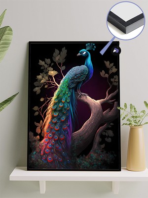 Postermanya Tavus Kuşu Ihtişamı Hayvan Çerçeveli Tablo - Çerçeveli Poster