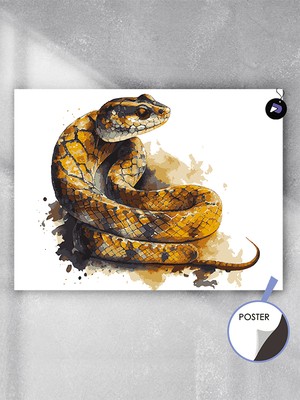 Postermanya Kıvrılmış Yılan Hayvan Poster - Afiş - Dekoratif Duvar Posteri