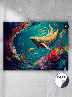 Postermanya Su Altı Dünyası Hayvan Poster - Afiş - Dekoratif Duvar Posteri