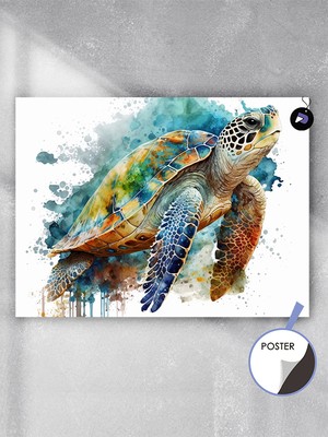 Postermanya Caretta Kaplumbağa Süzülüşü Hayvan Poster - Afiş - Dekoratif Duvar Posteri