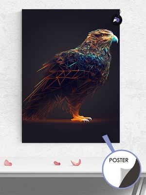 Postermanya Geometrik Şahin Hayvan Poster - Afiş - Dekoratif Duvar Posteri