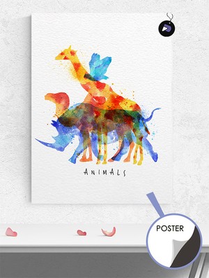 Postermanya Soyut Hayvanlar Alemi Hayvan Poster - Afiş - Dekoratif Duvar Posteri