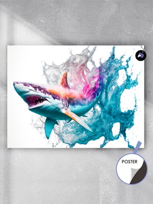 Postermanya Köpek Balığı Öfkesi Jaws Hayvan Poster - Afiş - Dekoratif Duvar Posteri