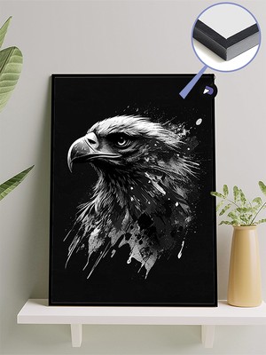 Postermanya Siyah Beyaz Kartal Hayvan Çerçeveli Tablo - Çerçeveli Poster