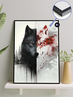 Postermanya Iyi ve Kötü Kurt Hayvan Çerçeveli Tablo - Çerçeveli Poster