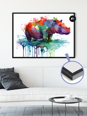 Postermanya Rengarenk Hipopotam Hayvan Çerçeveli Tablo - Çerçeveli Poster