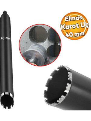 Badem10 Elmas Karot Ucu 40 mm Shun Beton Zemin Duvar Delme Delik Açma Panç Aparat Uç Deprem Numune Al Test