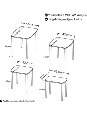 Wenus Home 3'lü Mdf'lam Zigon Sehpa Ceviz-Beyaz