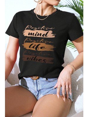 Only Trendwear  Unisex Mind Life Vibes Baskılı Oversize Tshirt
