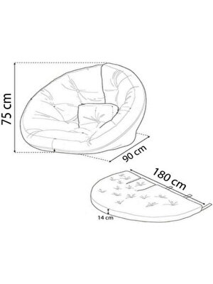 Gözdehome Açıkken 180 cm Yer Minderi Katlanınca 75*90 Cm. Armut Koltuk