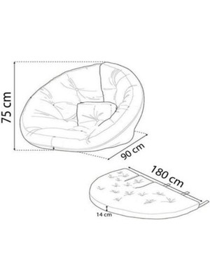 Gözdehome Açıkken 180 cm Yer Minderi Katlanınca 75*90 Cm. Armut Koltuk