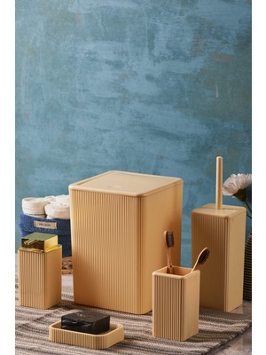 Tekno Trust Plastik Palermo 5'li Yeni Banyo Seti 13235 5 Parça Bej