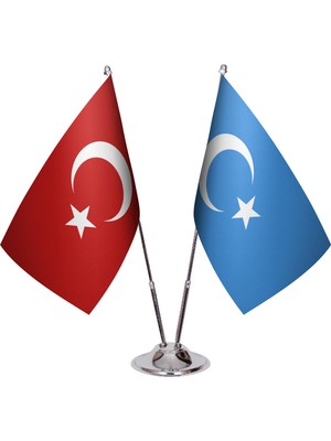 Asya Bayrak Doğu Türkistan Ikili Masa Bayrağı