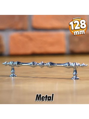 Badem10 Şehzade Kulp Mobilya Mutfak Dolabı Çekmece Dolap Kulpları Kapak Kulpu Kulbu Krom 128 mm Metal