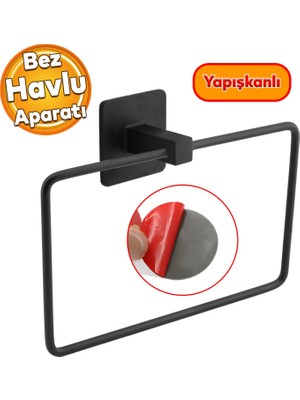 Yapışkanlı Banyo Havluluk Bornoz Askısı Tutacağı Asacağı Asma Aparatı Metal Siyah Askılık Askılığı