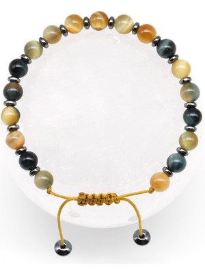 Alibaba Doğaltaş Kaplan Gözü Doğal Taş Makrome Örme Bileklik