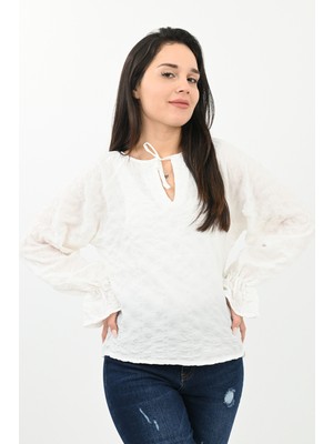 Koza Kadın Yaka Bağlama Detaylı Gömlek 1718-25