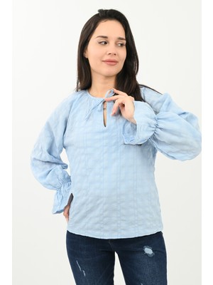 Koza Kadın Yaka Bağlama Detaylı Gömlek 1718-25