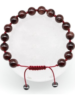 Alibaba Doğaltaş Garnet - Lal Doğal Taş Makrome Örme Bileklik