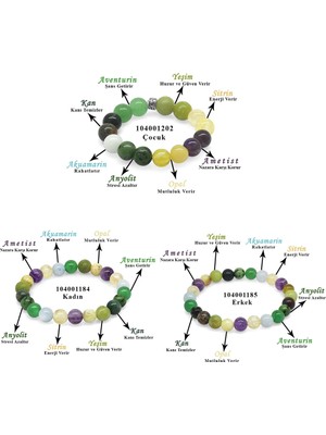 Tesbihname Küre Kesim Çoklu Doğaltaş Kombinli Kadın-Erkek-Çocuk Şifa 3'lü Set Bileklik