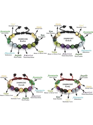 Tesbihname Makrome Örgülü Küre Kesim Çoklu Doğaltaş Kombinli Aile Şifa 4'lü Set Bileklik