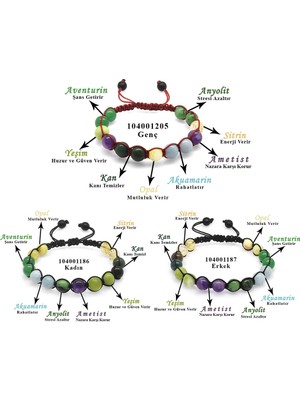 Tesbihname Makrome Örgülü Küre Kesim Çoklu Doğaltaş Kombinli Kadın-Erkek-Genç Şifa 3'lü Set Bileklik