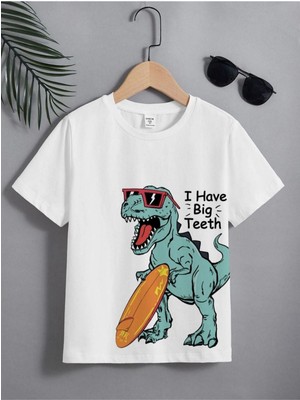 Black Sokak Erkek Çocuk Beyaz Bigteeth Bisiklet Yaka Tshirt