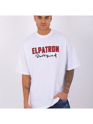 Black Sokak Blacksokak Erkek Beyaz Elpatron Baskılı Oversize Bisiklet Yaka Tshirt
