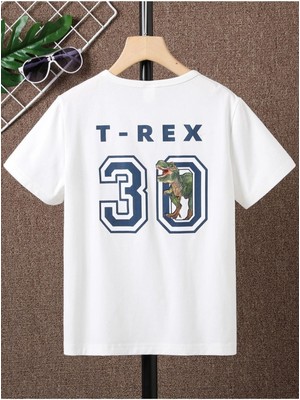 Black Sokak Erkek Çocuk Beyaz Trex Bisiklet Yaka Tshirt
