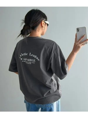 Black Sokak Blacksokak Kadın Gri Capable Baskılı Oversize Bisiklet Yaka Tshirt