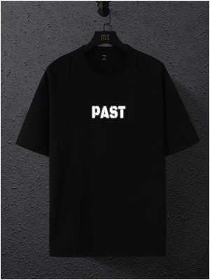 Black Sokak Erkek Siyah Into The Past Baskılı Oversize Bisiklet Yaka Tshirt