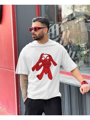 Black Sokak Blacksokak Erkek Beyaz El Baskılı Bisiklet Yaka Tshirt