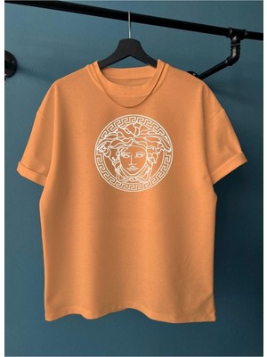 Black Sokak Unisex Papaya Medusa Baskı Oversize Tshirt