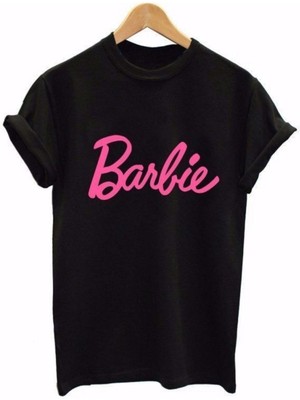 Black Sokak Blacksokak Kadın Siyah Barbie Baskılı Oversize Bisiklet Yaka Tişört