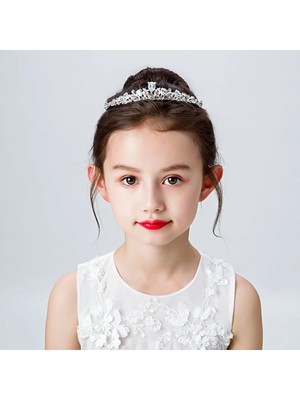 Qiuhong Shop No.6 Boyutu Moda Altın Gümüş Renk Kristal Taçlar Çocuklar Için Çocuk Kız Inciler Tiaras Diadems Düğün Saç Aksesuarları Gelin Takı (Yurt Dışından)