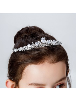 Qiuhong Shop No.6 Boyutu Moda Altın Gümüş Renk Kristal Taçlar Çocuklar Için Çocuk Kız Inciler Tiaras Diadems Düğün Saç Aksesuarları Gelin Takı (Yurt Dışından)