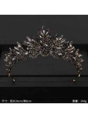 Qiuhong Shop Platin Kaplama Vintage Barok Kraliçe Tiara Düğün Taç Gelin Diadem Altın Kristal Rhinestone Kafa Takı Başlığı Düğün Saç Aksesuarları (Yurt Dışından)