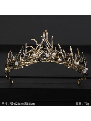 Qiuhong Shop Platin Kaplama Vintage Barok Kraliçe Tiara Düğün Taç Gelin Diadem Altın Kristal Rhinestone Kafa Takı Başlığı Düğün Saç Aksesuarları (Yurt Dışından)