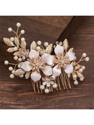 Qiuhong Shop No.7 Boyutu Yeni El Yapımı Kristaller Rhinestones Inciler Çiçek Saç Tarak Gelin Başlıkları Saç Aksesuarları Nedime Tiara Düğün Takı (Yurt Dışından)