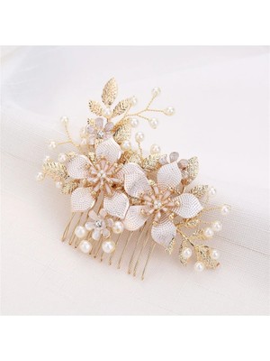 Qiuhong Shop No.7 Boyutu Yeni El Yapımı Kristaller Rhinestones Inciler Çiçek Saç Tarak Gelin Başlıkları Saç Aksesuarları Nedime Tiara Düğün Takı (Yurt Dışından)