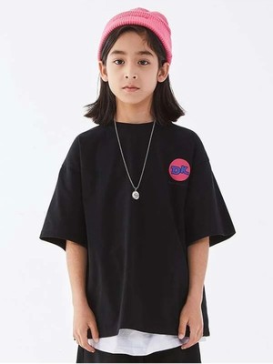 Black Sokak Blacksokak Kız Çocuk Siyah Dk Baskılı Oversize Bisiklet Yaka Tshirt